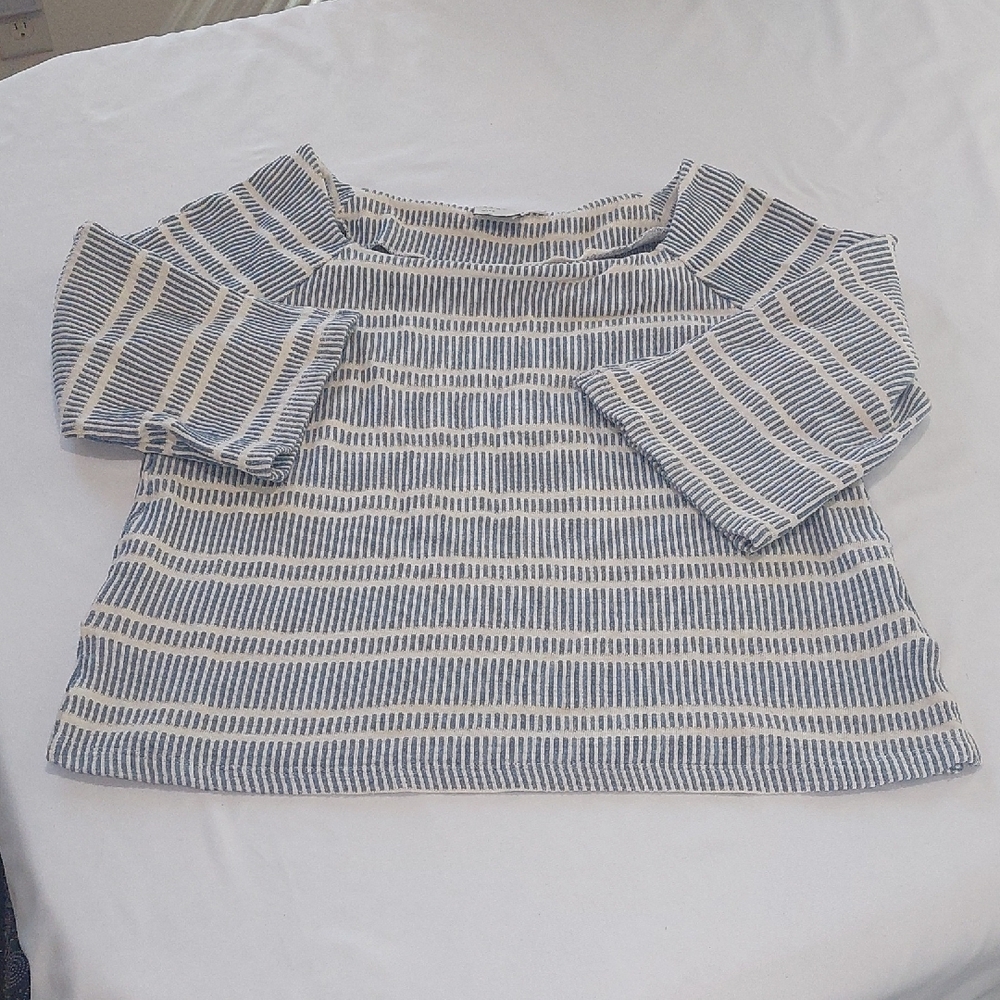 Striped Blue and White Knit Women’s Top